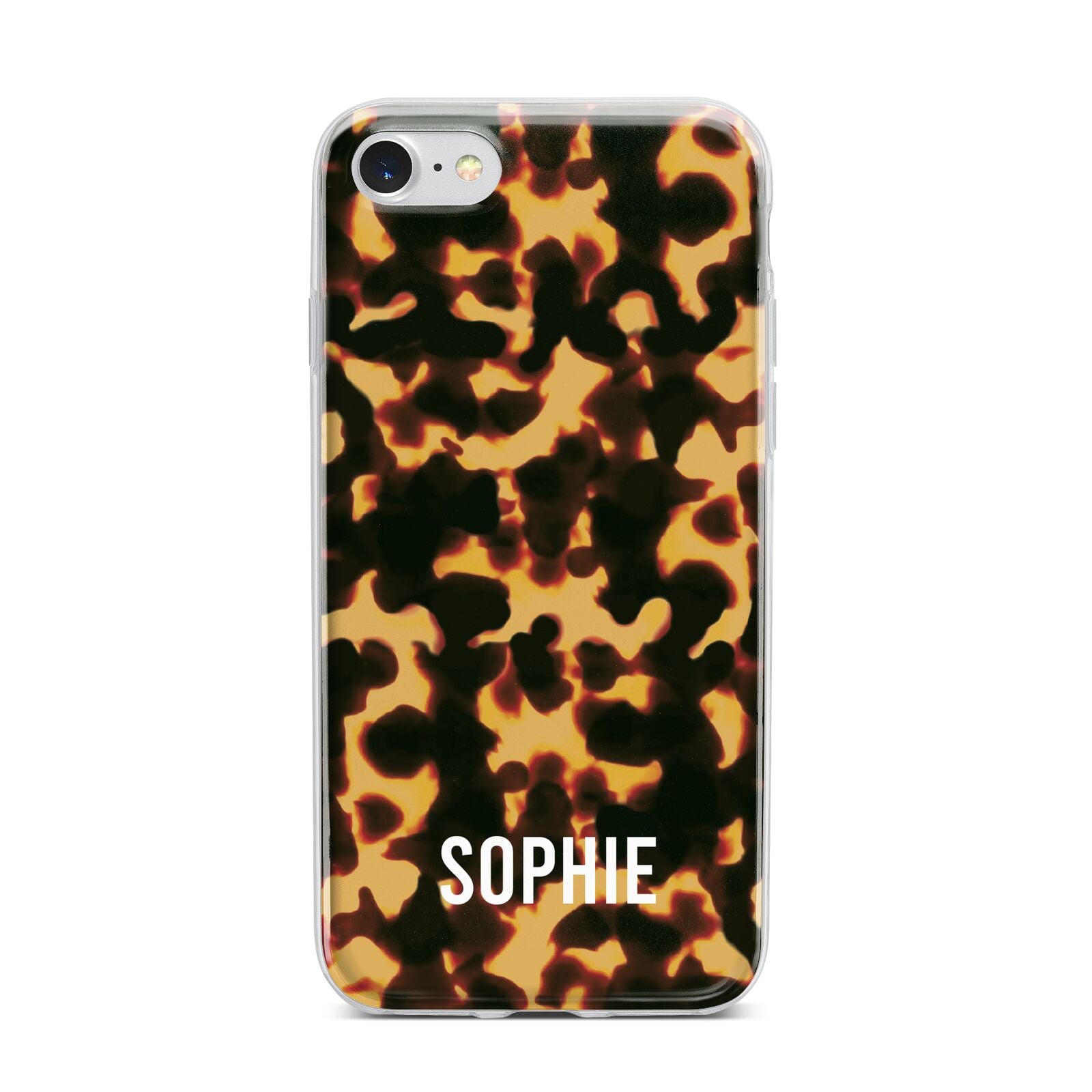 Personalised Tortoise Shell Pattern iPhone 7 Bumper Case on Silver iPhone