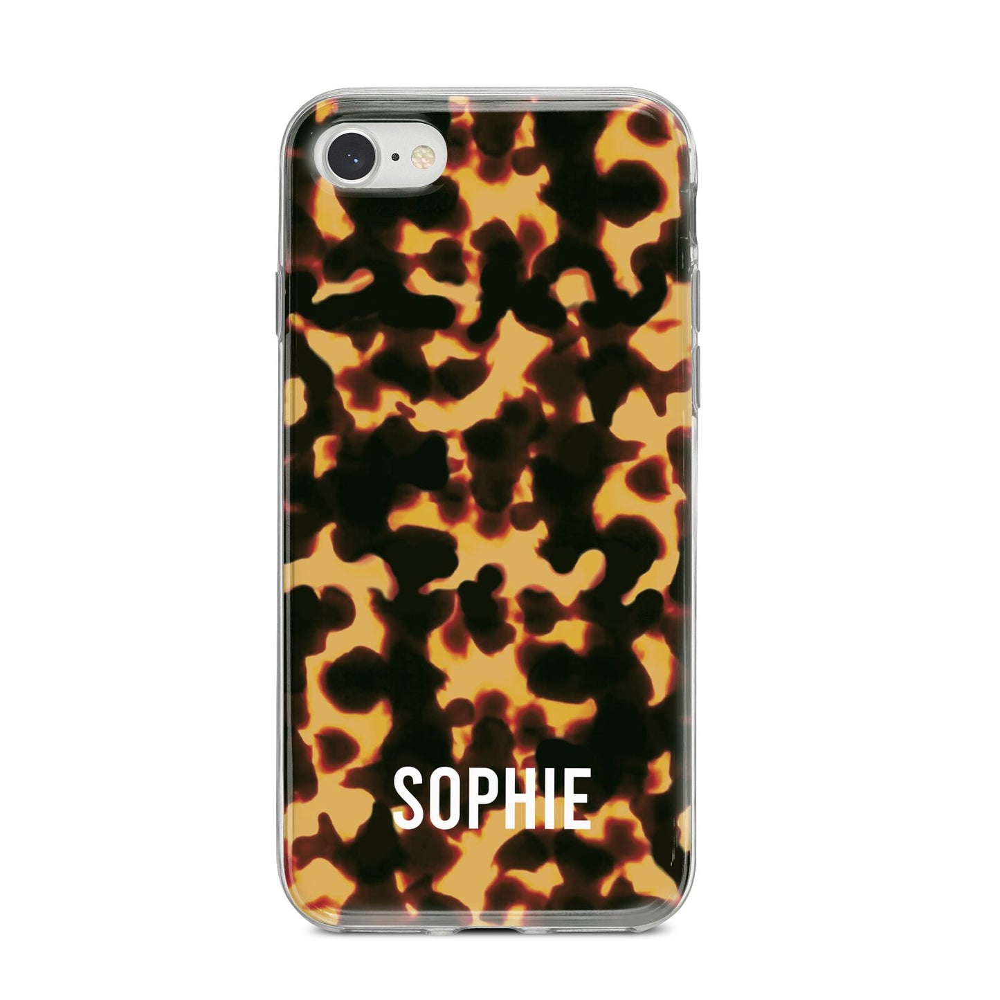 Personalised Tortoise Shell Pattern iPhone 8 Bumper Case on Silver iPhone