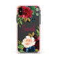 Personalised Transparent Name Roses Apple iPhone Xs Impact Case Pink Edge on Black Phone