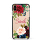 Personalised Transparent Name Roses Apple iPhone Xs Max Impact Case Black Edge on Gold Phone