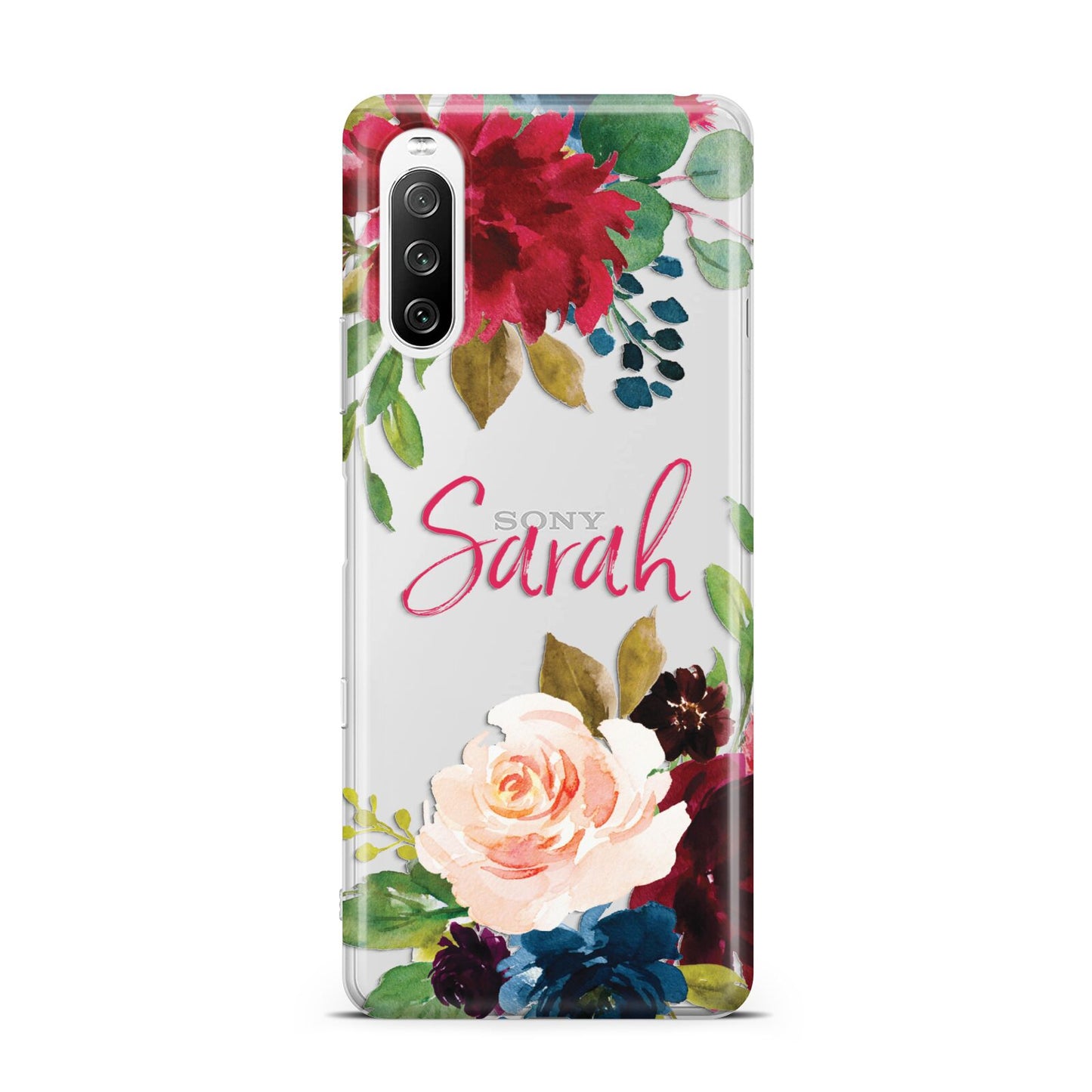 Personalised Transparent Name Roses Sony Xperia 10 III Case