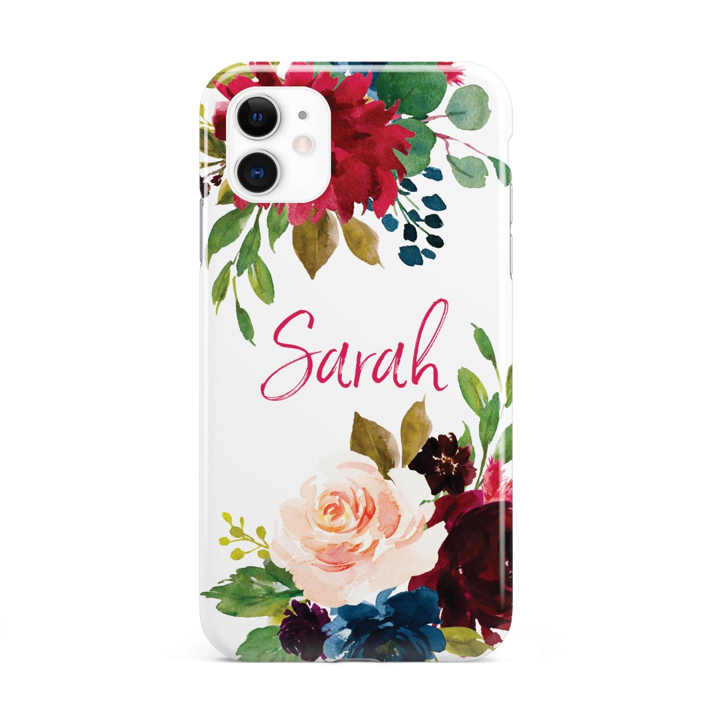 Personalised Transparent Name Roses iPhone 11 3D Tough Case