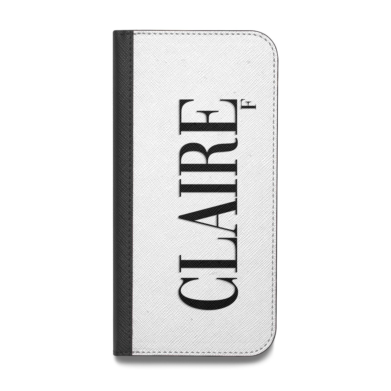 Personalised Transparent Name Vegan Leather Flip iPhone Case