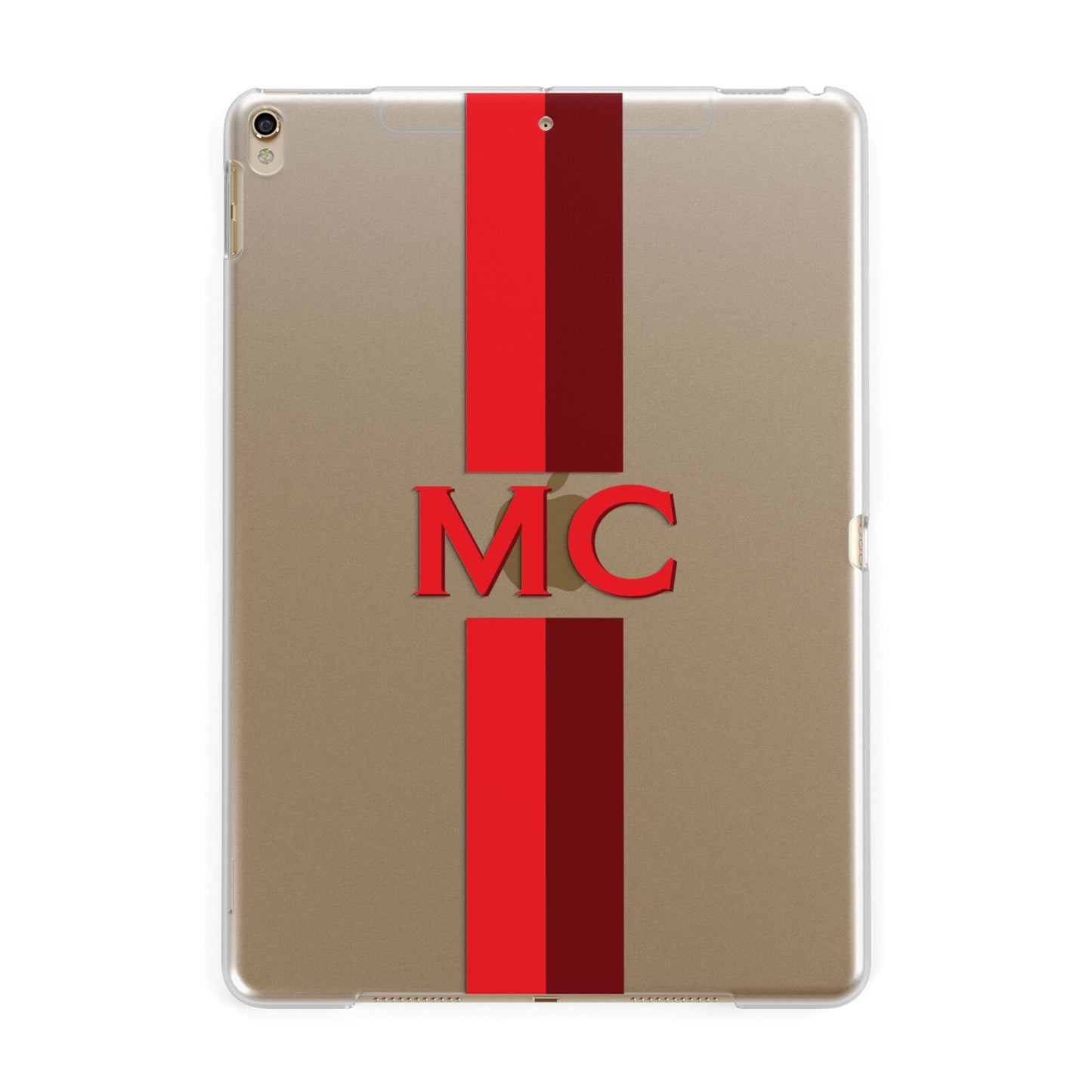 Personalised Transparent Red Bordeaux Stripe Apple iPad Gold Case