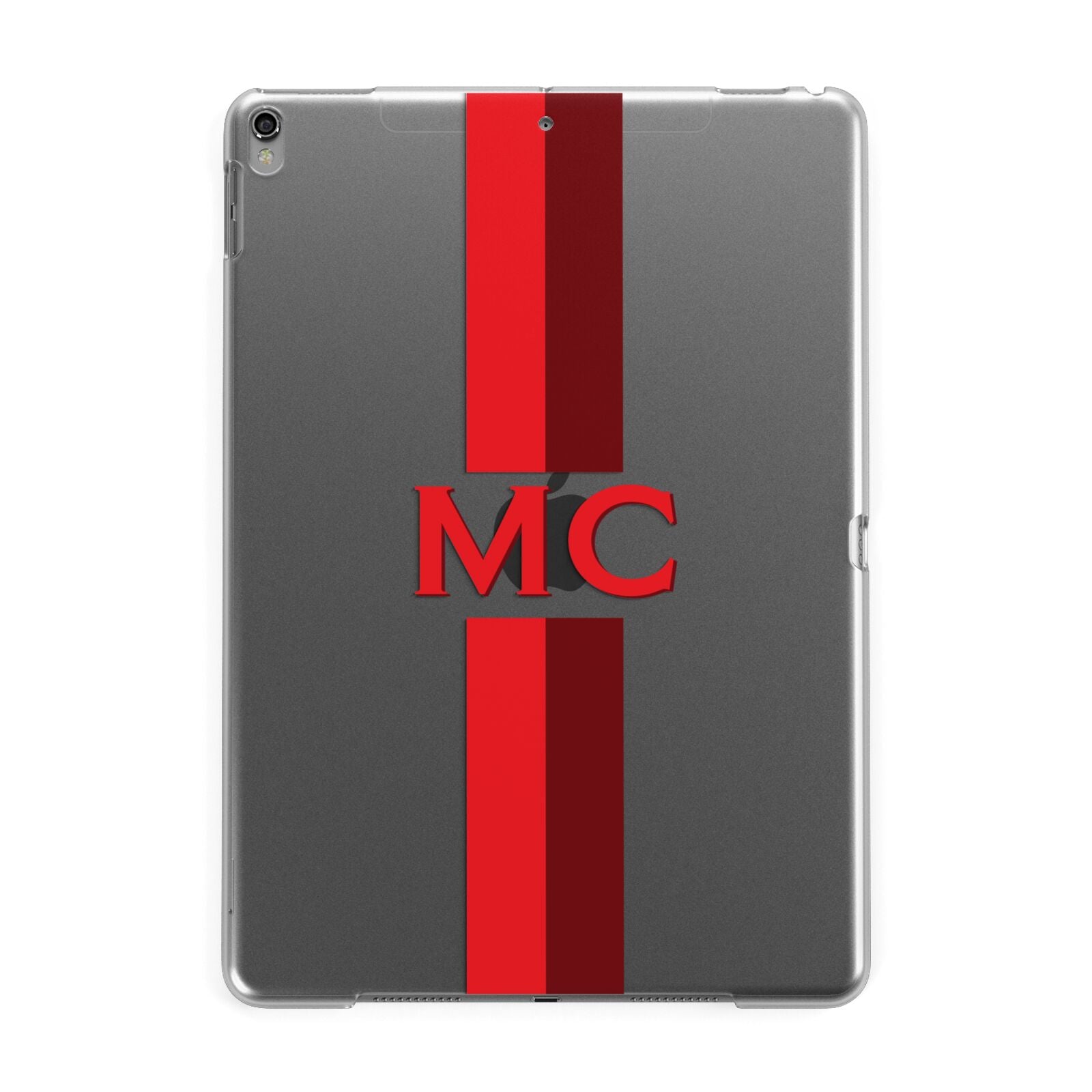 Personalised Transparent Red Bordeaux Stripe Apple iPad Grey Case