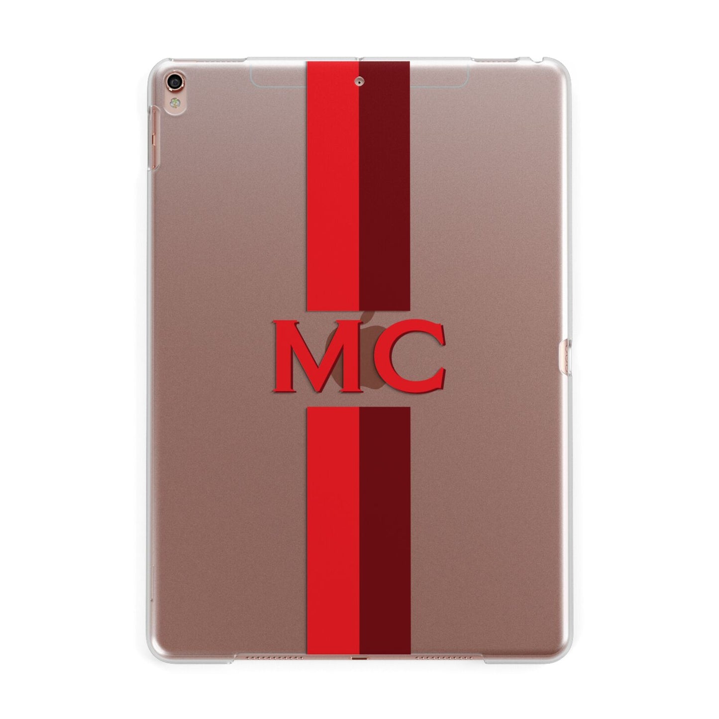 Personalised Transparent Red Bordeaux Stripe Apple iPad Rose Gold Case