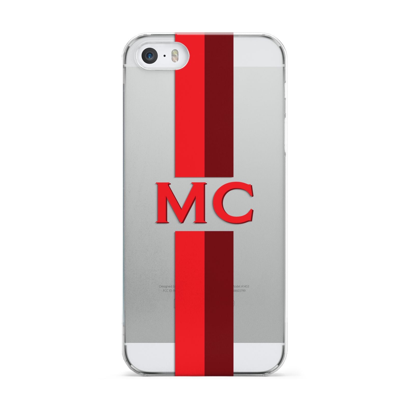 Personalised Transparent Red Bordeaux Stripe Apple iPhone 5 Case