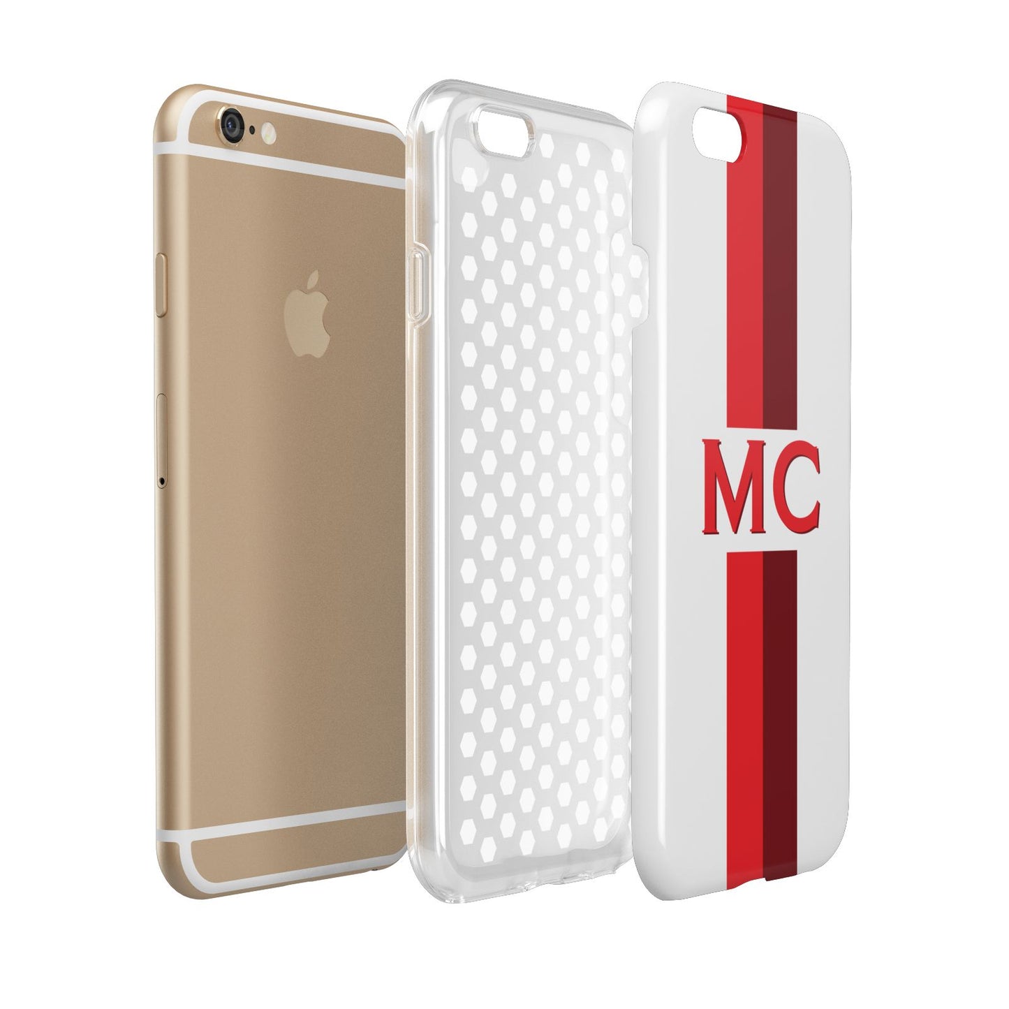 Personalised Transparent Red Bordeaux Stripe Apple iPhone 6 3D Tough Case Expanded view