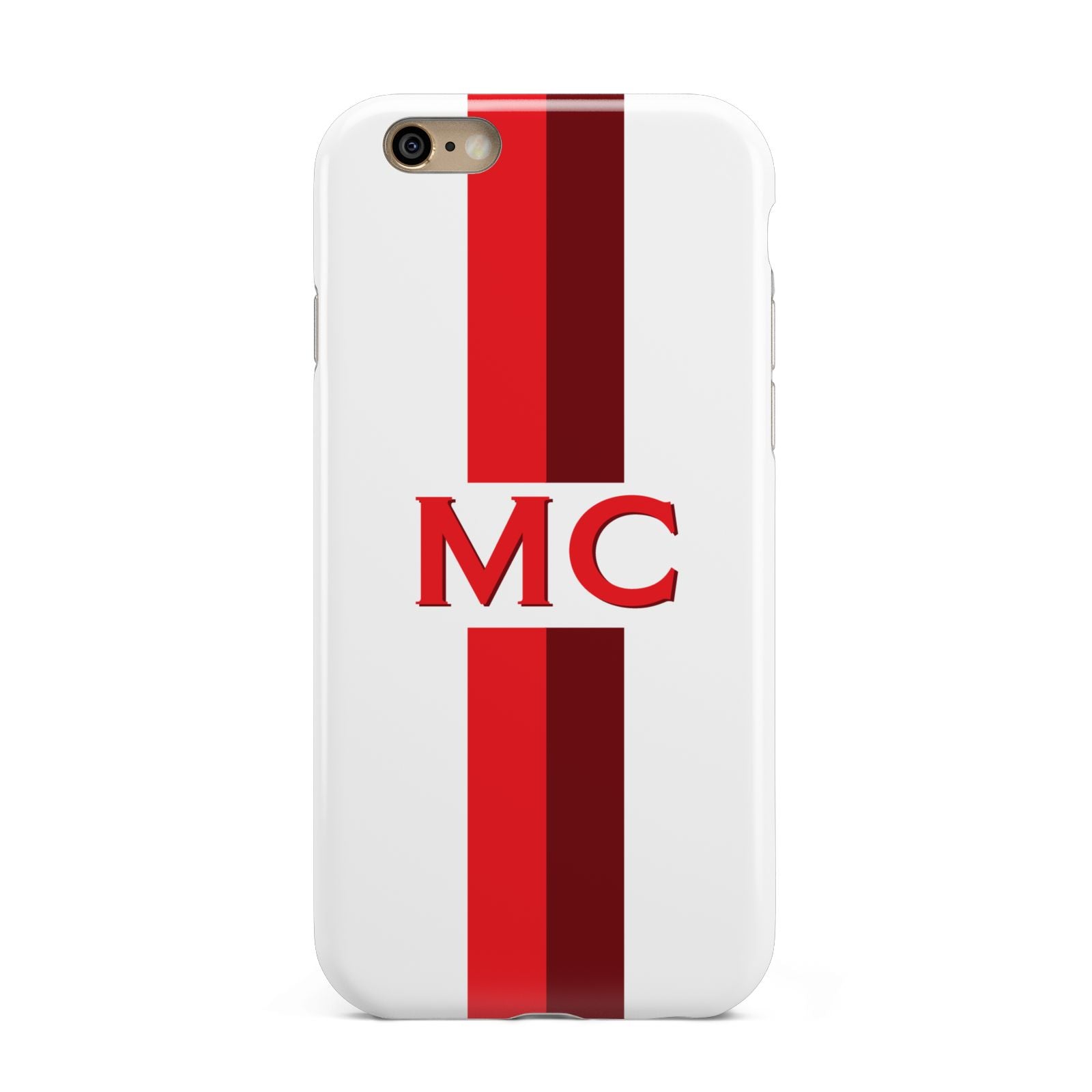 Personalised Transparent Red Bordeaux Stripe Apple iPhone 6 3D Tough Case