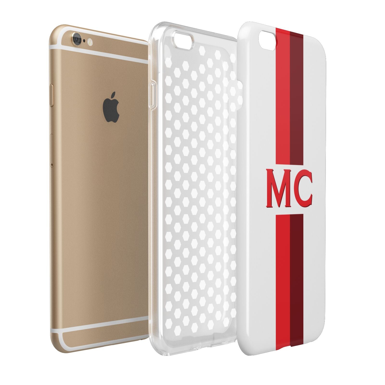 Personalised Transparent Red Bordeaux Stripe Apple iPhone 6 Plus 3D Tough Case Expand Detail Image