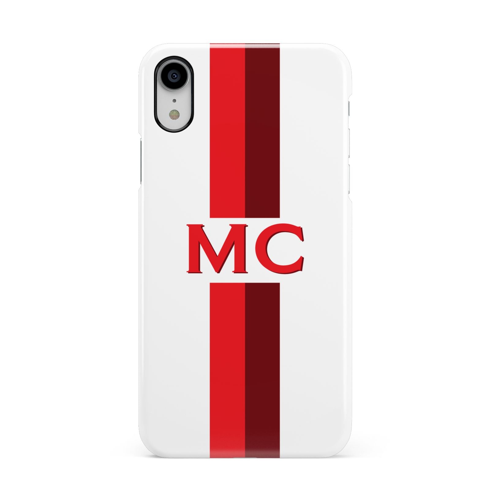 Personalised Transparent Red Bordeaux Stripe Apple iPhone XR White 3D Snap Case