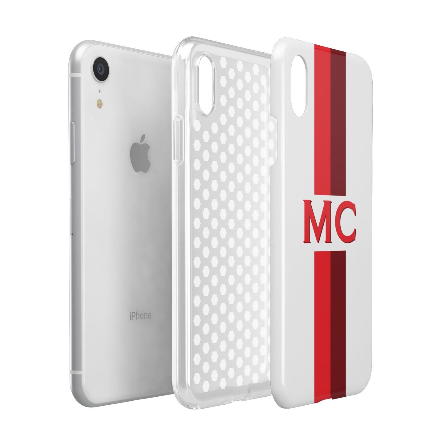 Personalised Transparent Red Bordeaux Stripe Apple iPhone XR White 3D Tough Case Expanded view