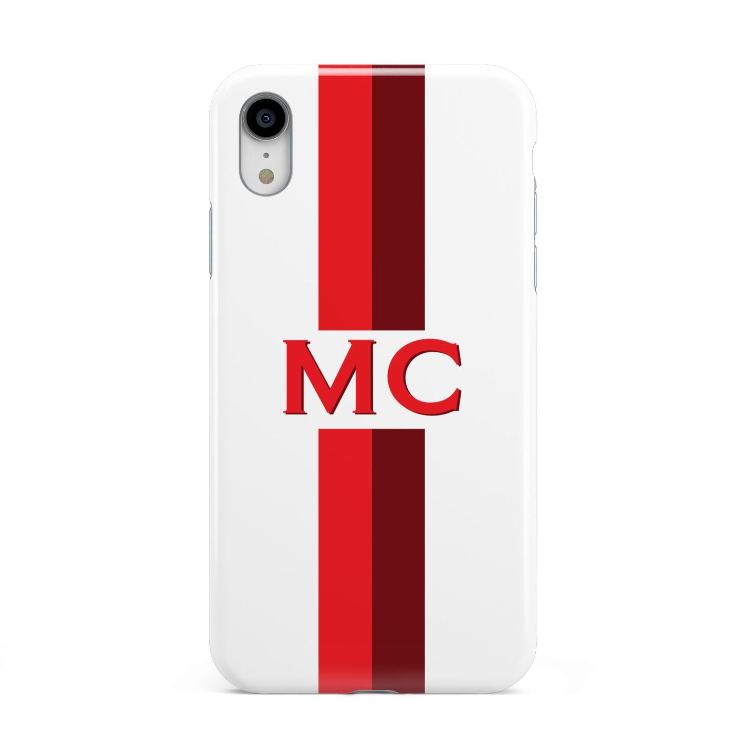 Personalised Transparent Red Bordeaux Stripe Apple iPhone XR White 3D Tough Case