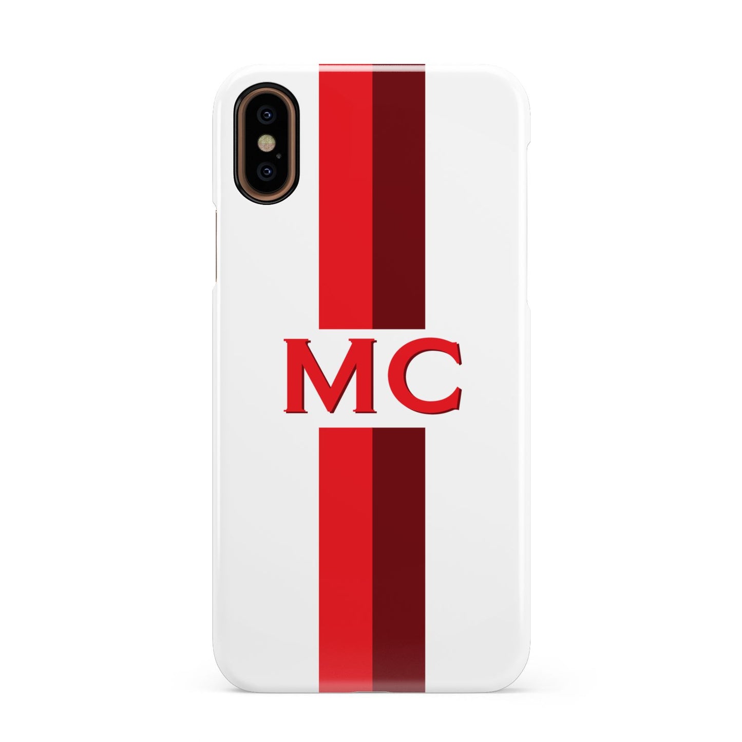 Personalised Transparent Red Bordeaux Stripe Apple iPhone XS 3D Snap Case