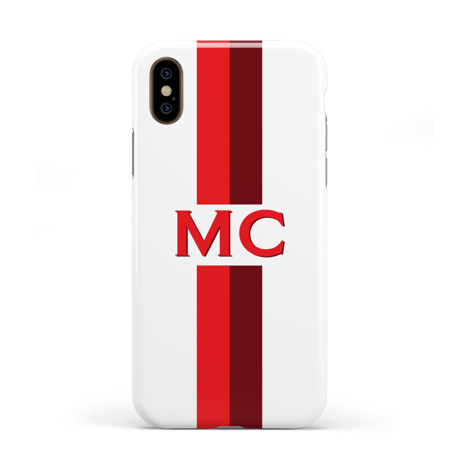 Personalised Transparent Red Bordeaux Stripe Apple iPhone XS 3D Tough