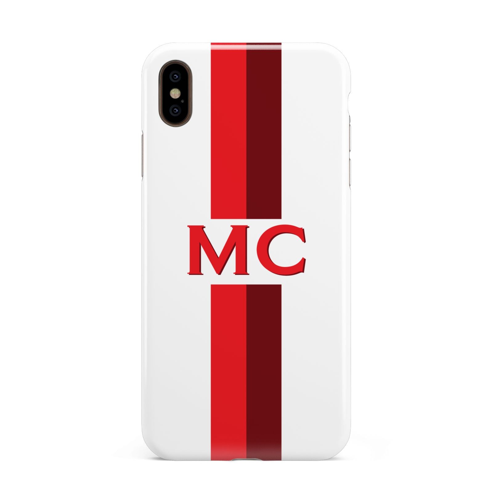 Personalised Transparent Red Bordeaux Stripe Apple iPhone Xs Max 3D Tough Case