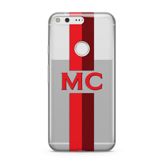 Personalised Transparent Red Bordeaux Stripe Google Pixel Case