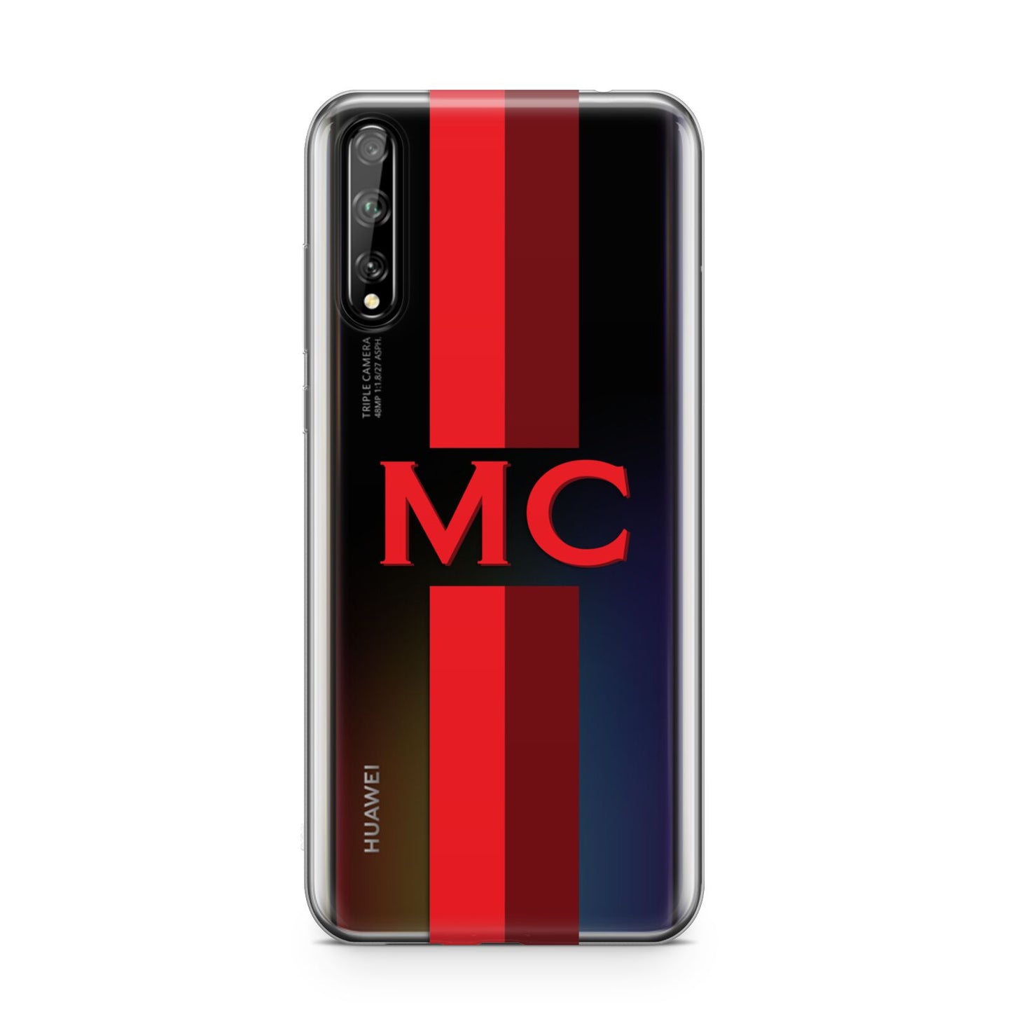 Personalised Transparent Red Bordeaux Stripe Huawei Enjoy 10s Phone Case