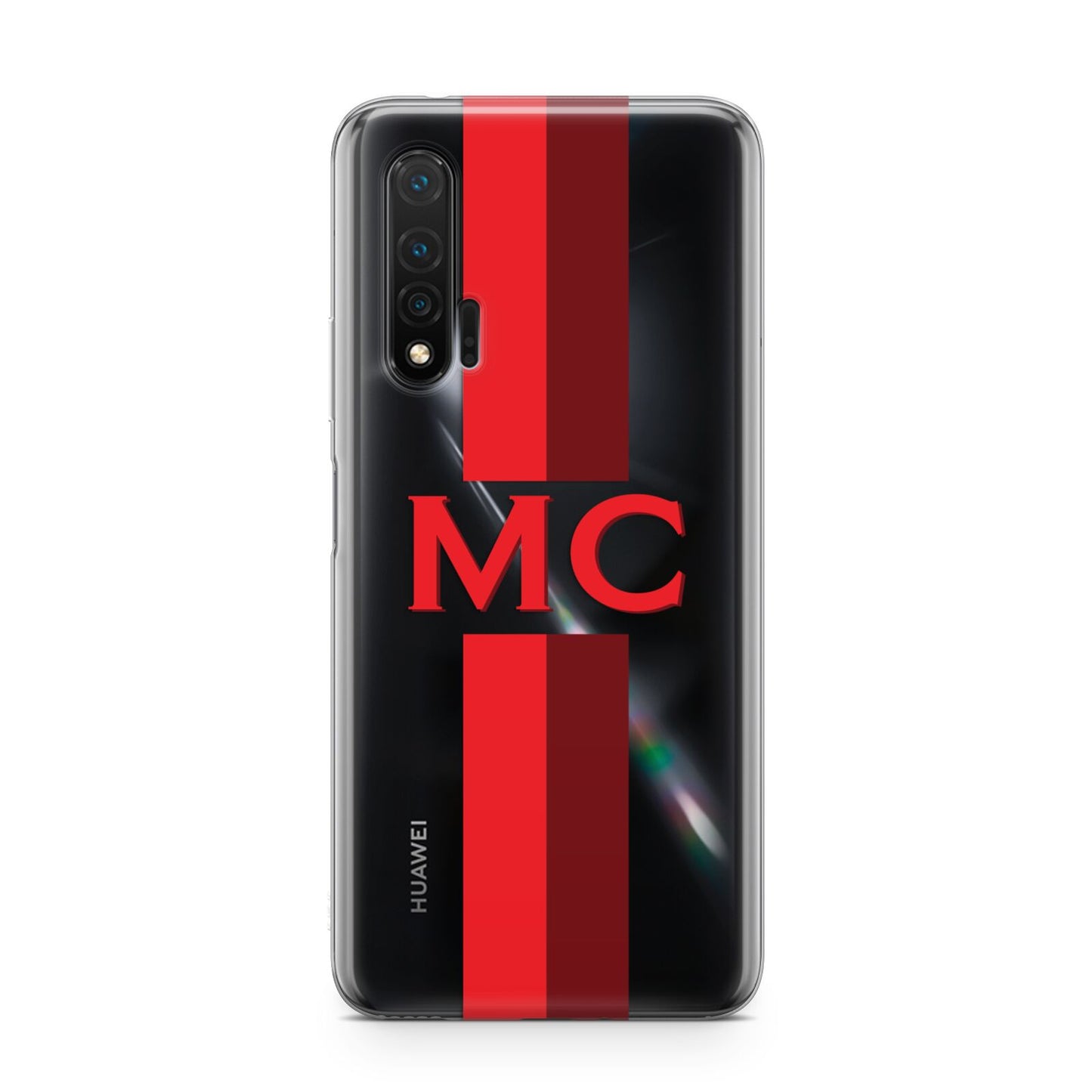 Personalised Transparent Red Bordeaux Stripe Huawei Nova 6 Phone Case