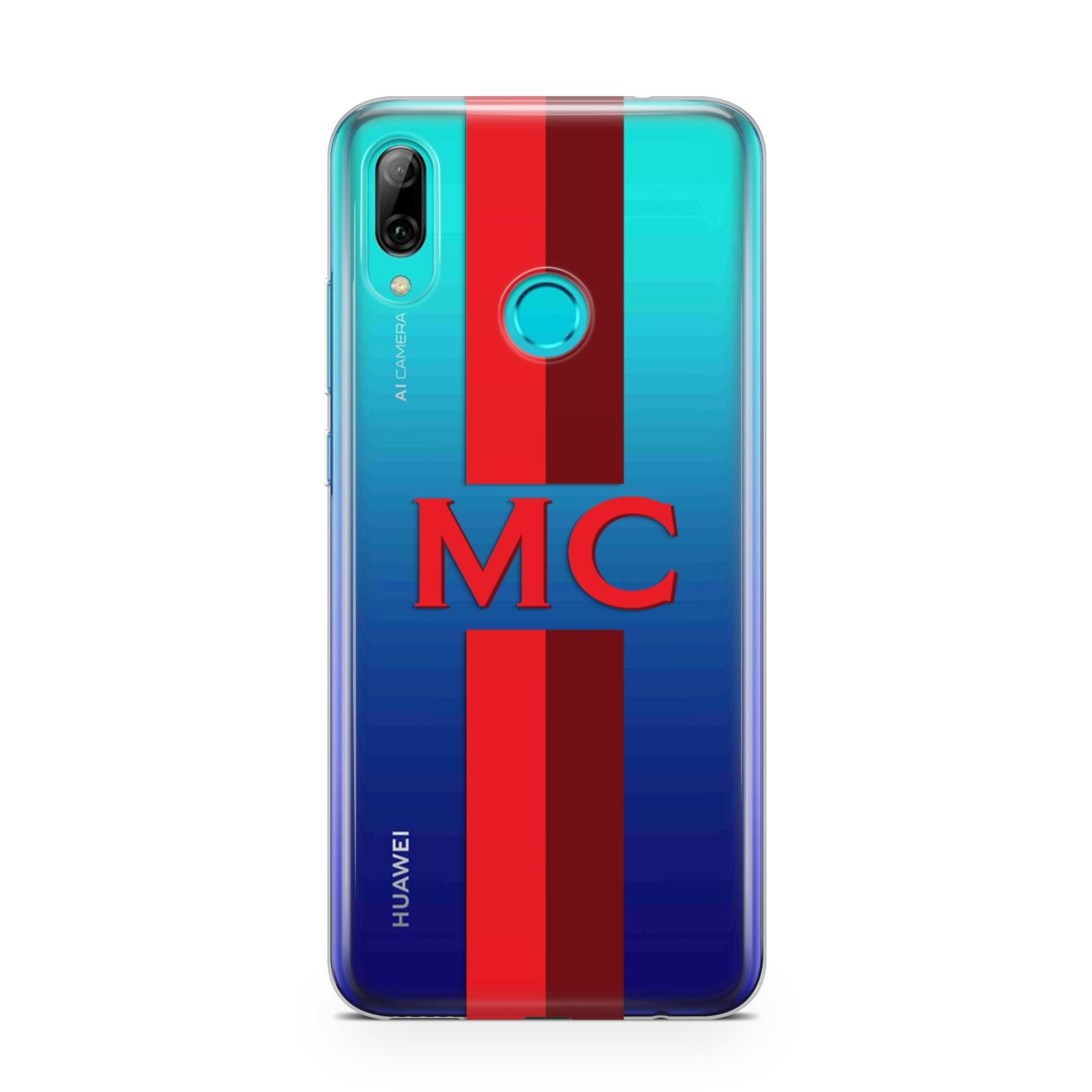 Personalised Transparent Red Bordeaux Stripe Huawei P Smart 2019 Case