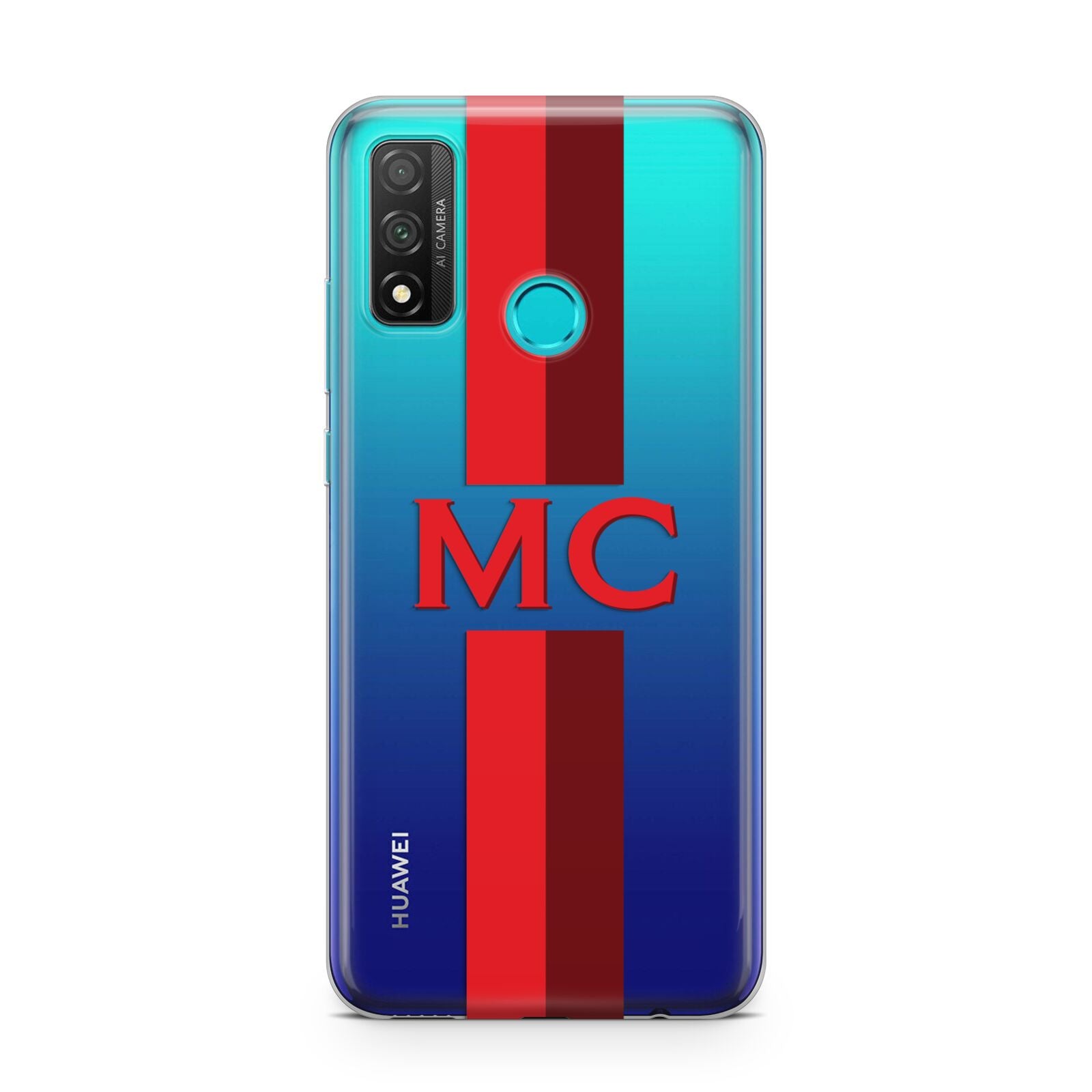 Personalised Transparent Red Bordeaux Stripe Huawei P Smart 2020