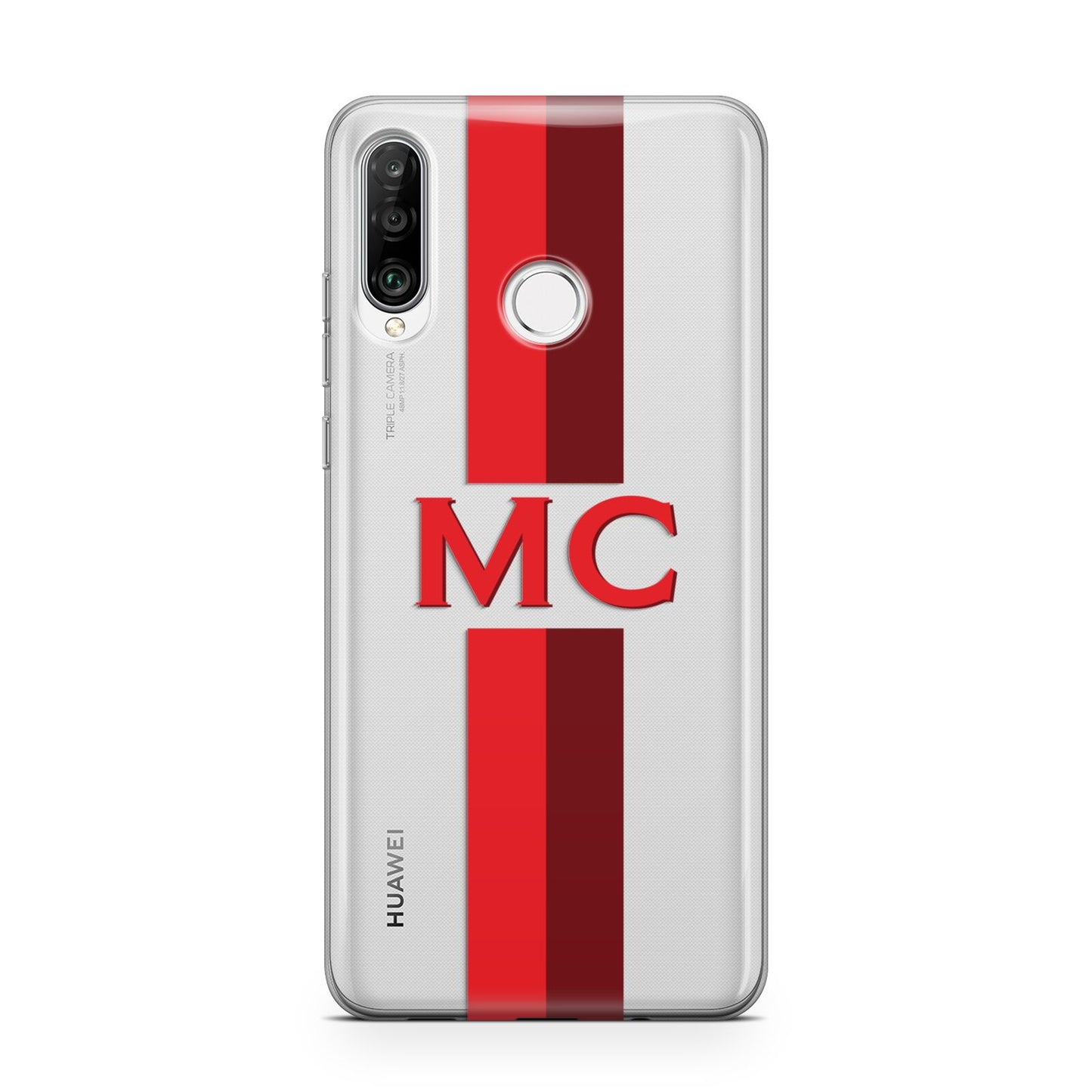 Personalised Transparent Red Bordeaux Stripe Huawei P30 Lite Phone Case