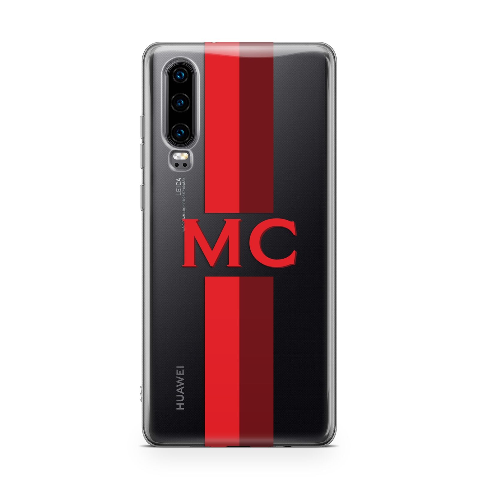 Personalised Transparent Red Bordeaux Stripe Huawei P30 Phone Case