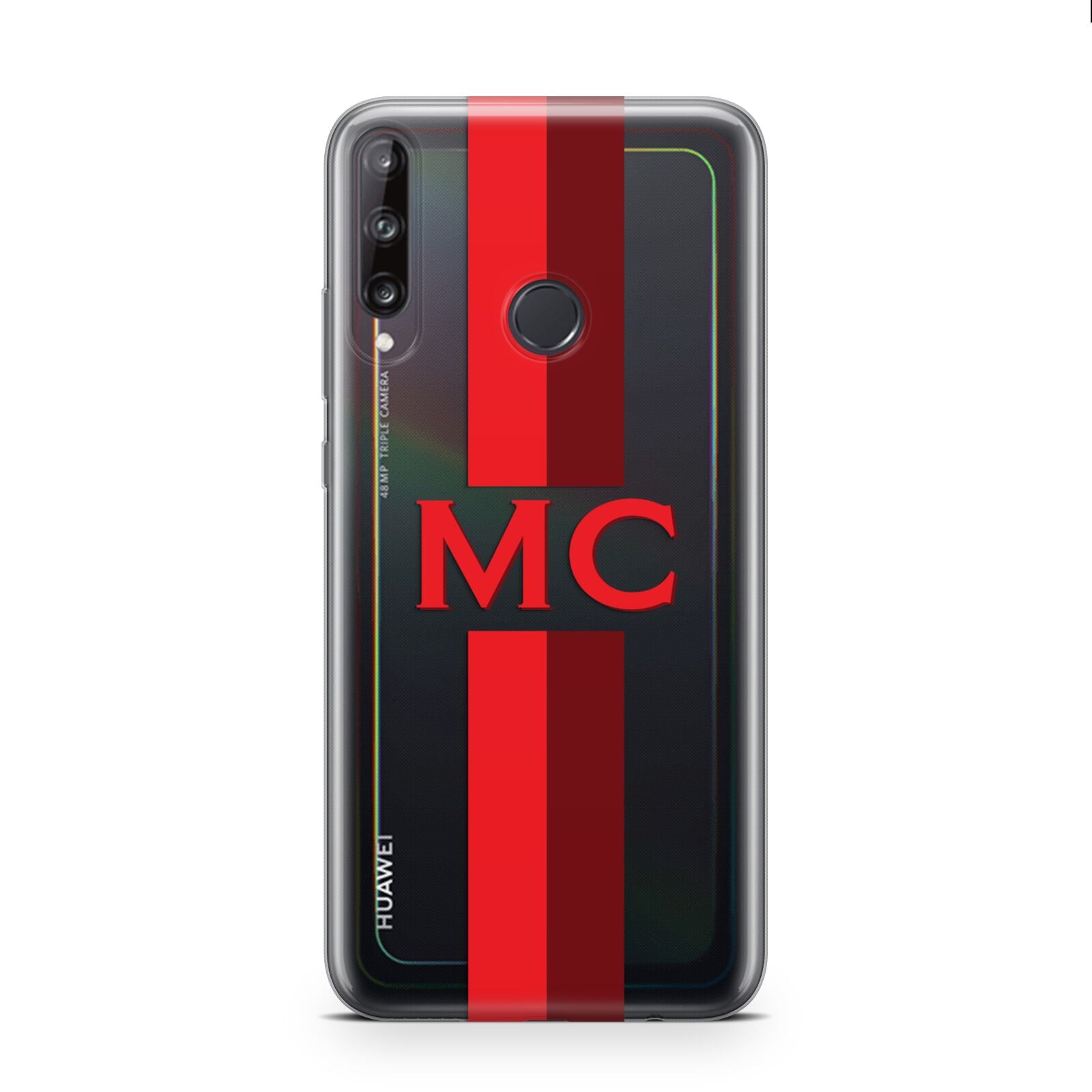 Personalised Transparent Red Bordeaux Stripe Huawei P40 Lite E Phone Case