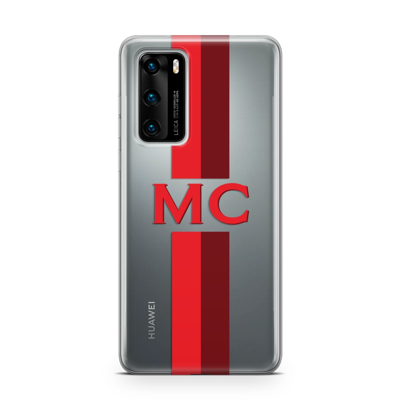 Personalised Transparent Red Bordeaux Stripe Huawei P40 Phone Case