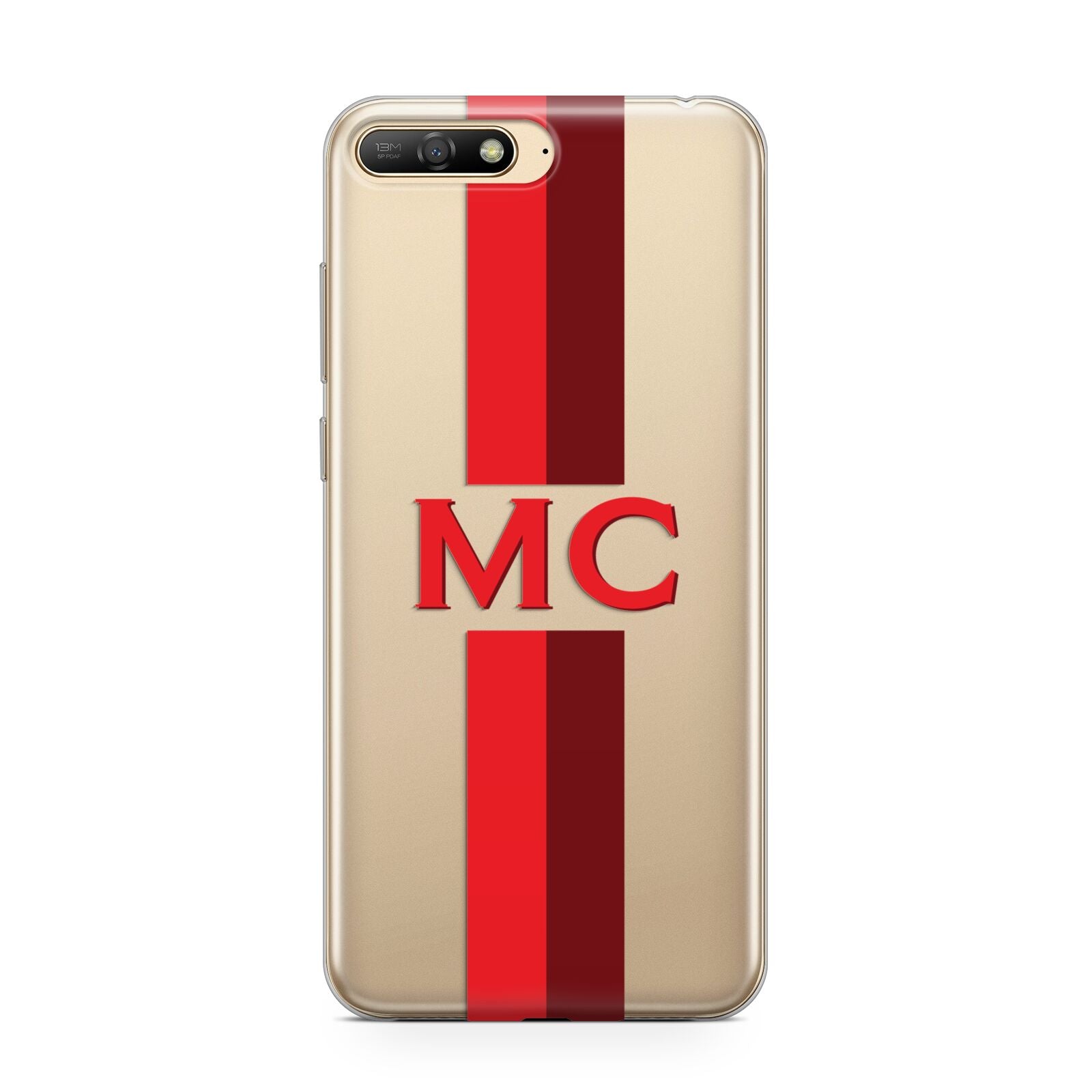 Personalised Transparent Red Bordeaux Stripe Huawei Y6 2018