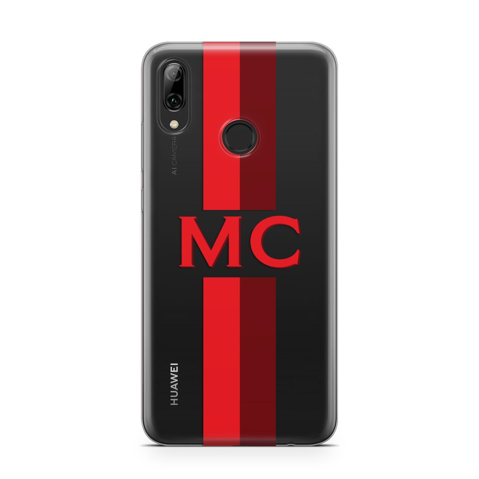 Personalised Transparent Red Bordeaux Stripe Huawei Y7 2019