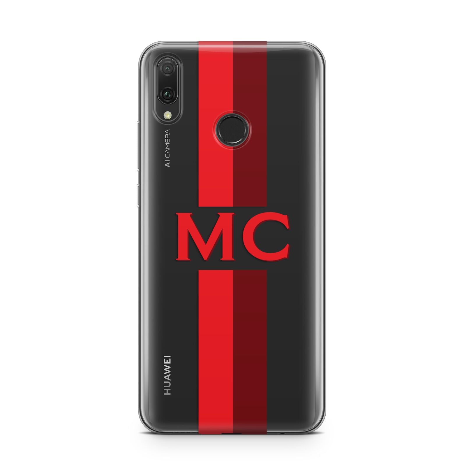 Personalised Transparent Red Bordeaux Stripe Huawei Y9 2019