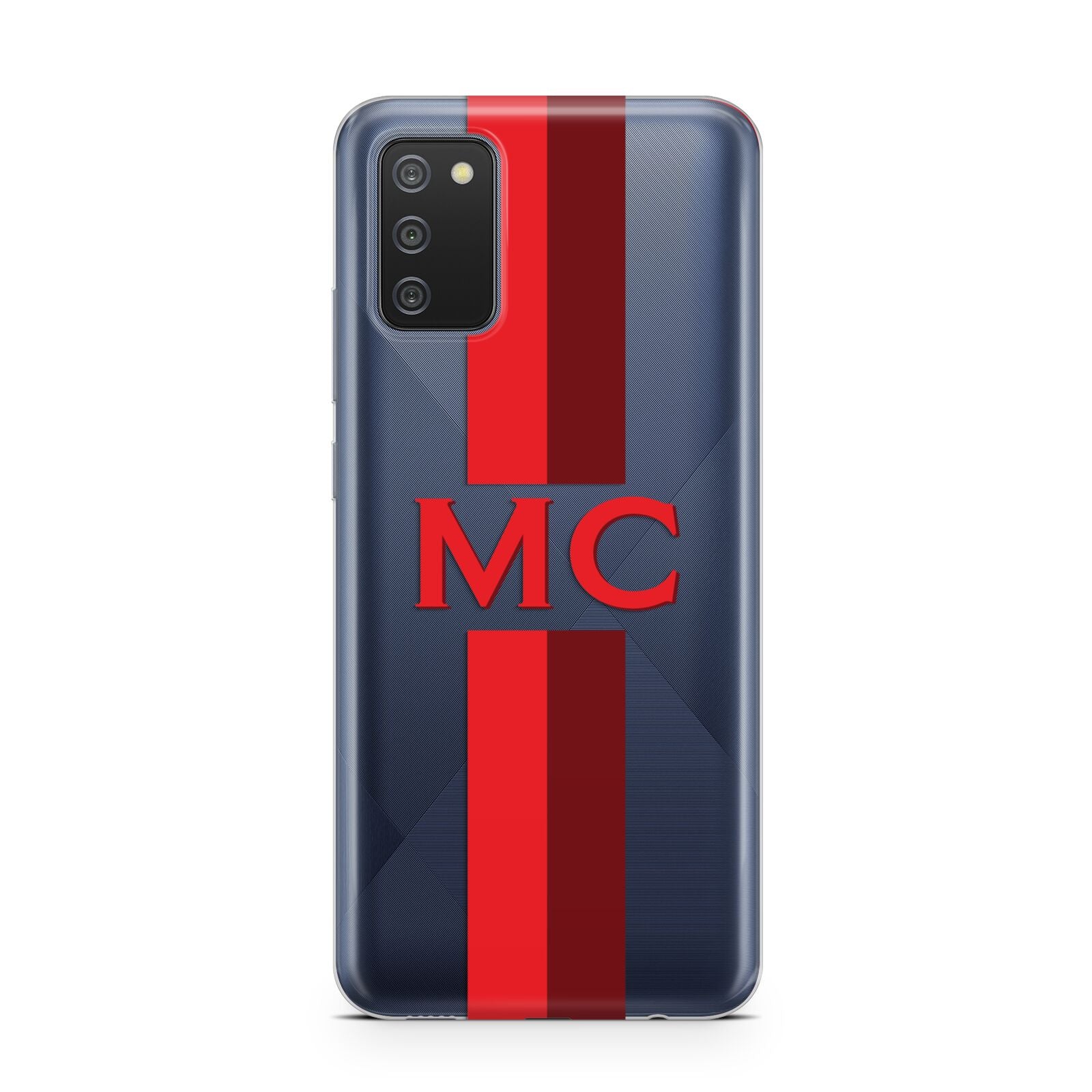 Personalised Transparent Red Bordeaux Stripe Samsung A02s Case