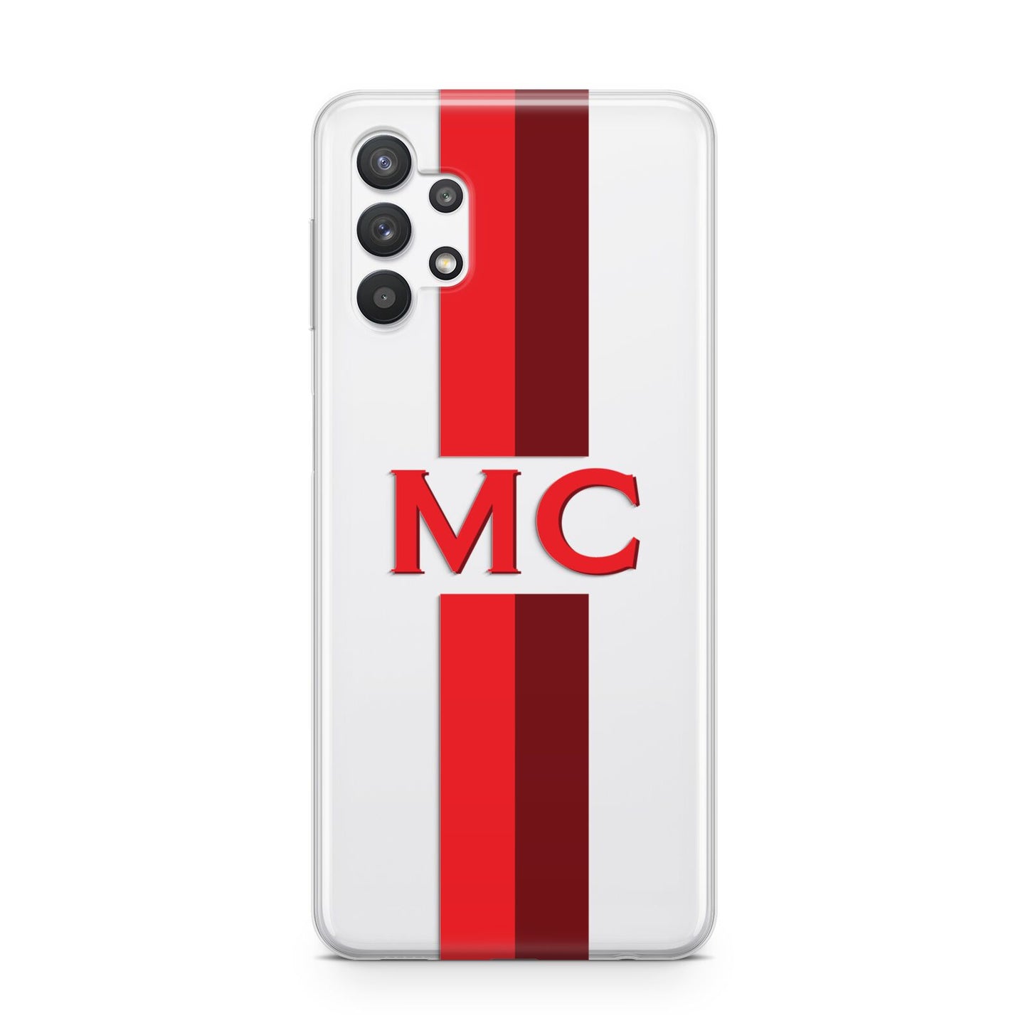 Personalised Transparent Red Bordeaux Stripe Samsung A32 5G Case