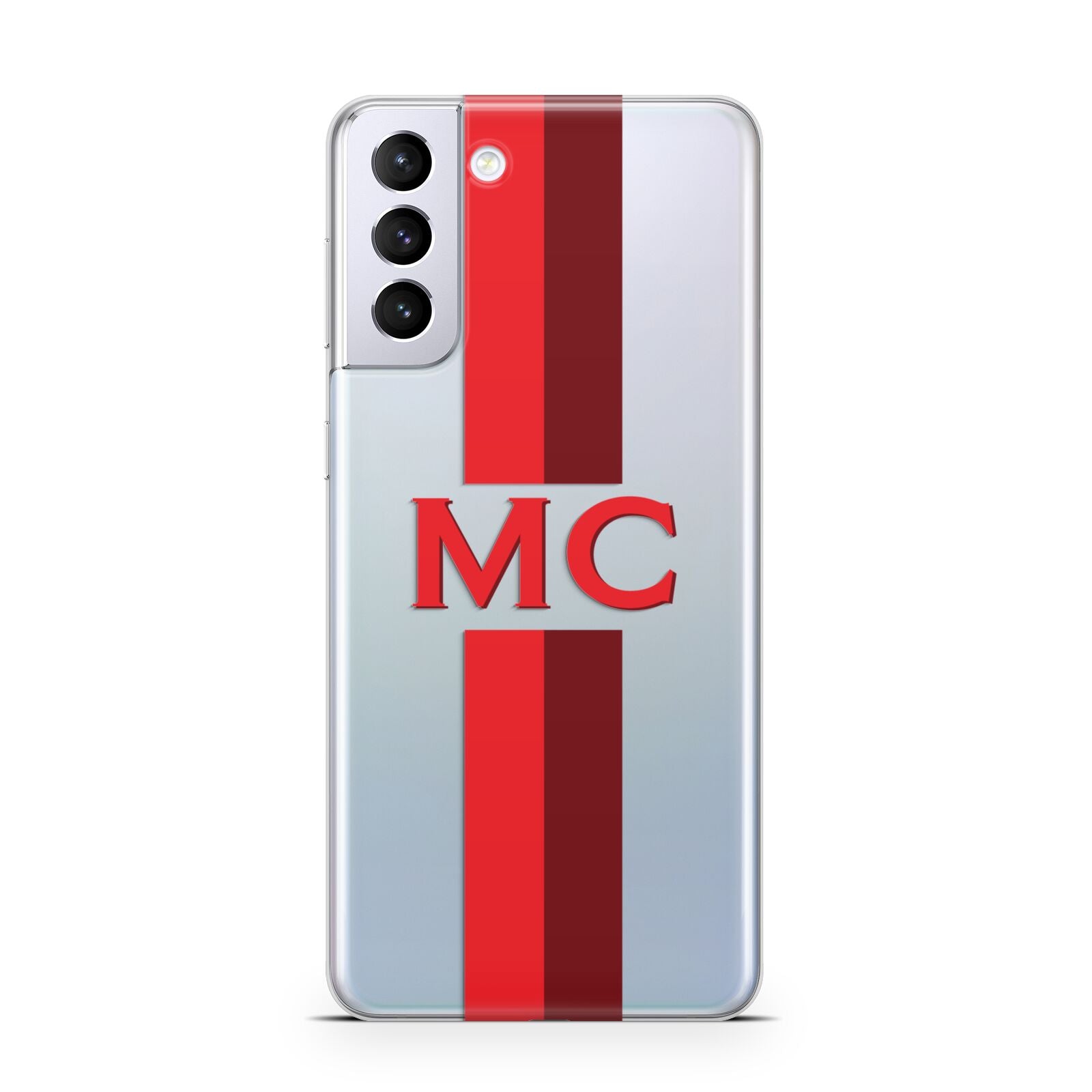 Personalised Transparent Red Bordeaux Stripe Samsung S21 Plus Case