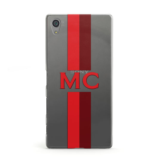 Personalised Transparent Red Bordeaux Stripe Sony Xperia Case