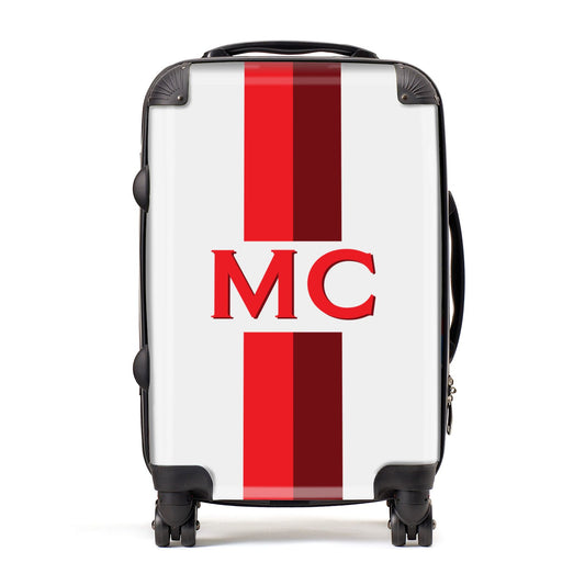 Personalised Transparent Red Bordeaux Stripe Suitcase