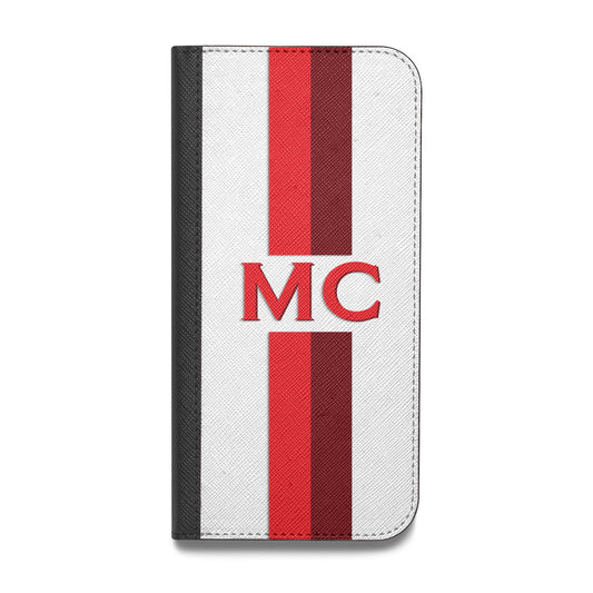 Personalised Transparent Red Bordeaux Stripe Vegan Leather Flip Samsung Case