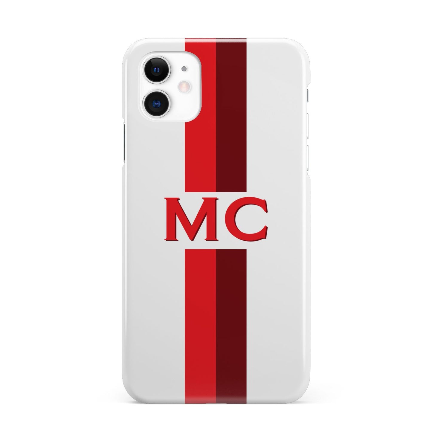 Personalised Transparent Red Bordeaux Stripe iPhone 11 3D Snap Case