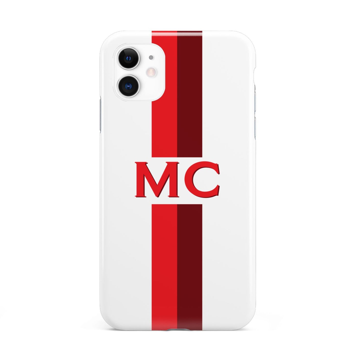 Personalised Transparent Red Bordeaux Stripe iPhone 11 3D Tough Case