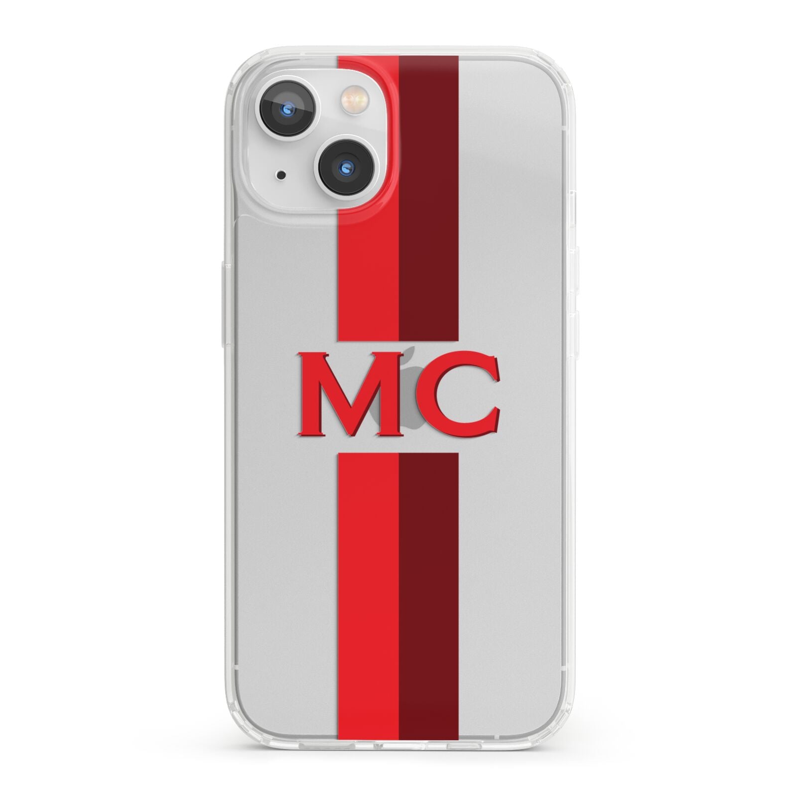 Personalised Transparent Red Bordeaux Stripe iPhone 13 Clear Bumper Case