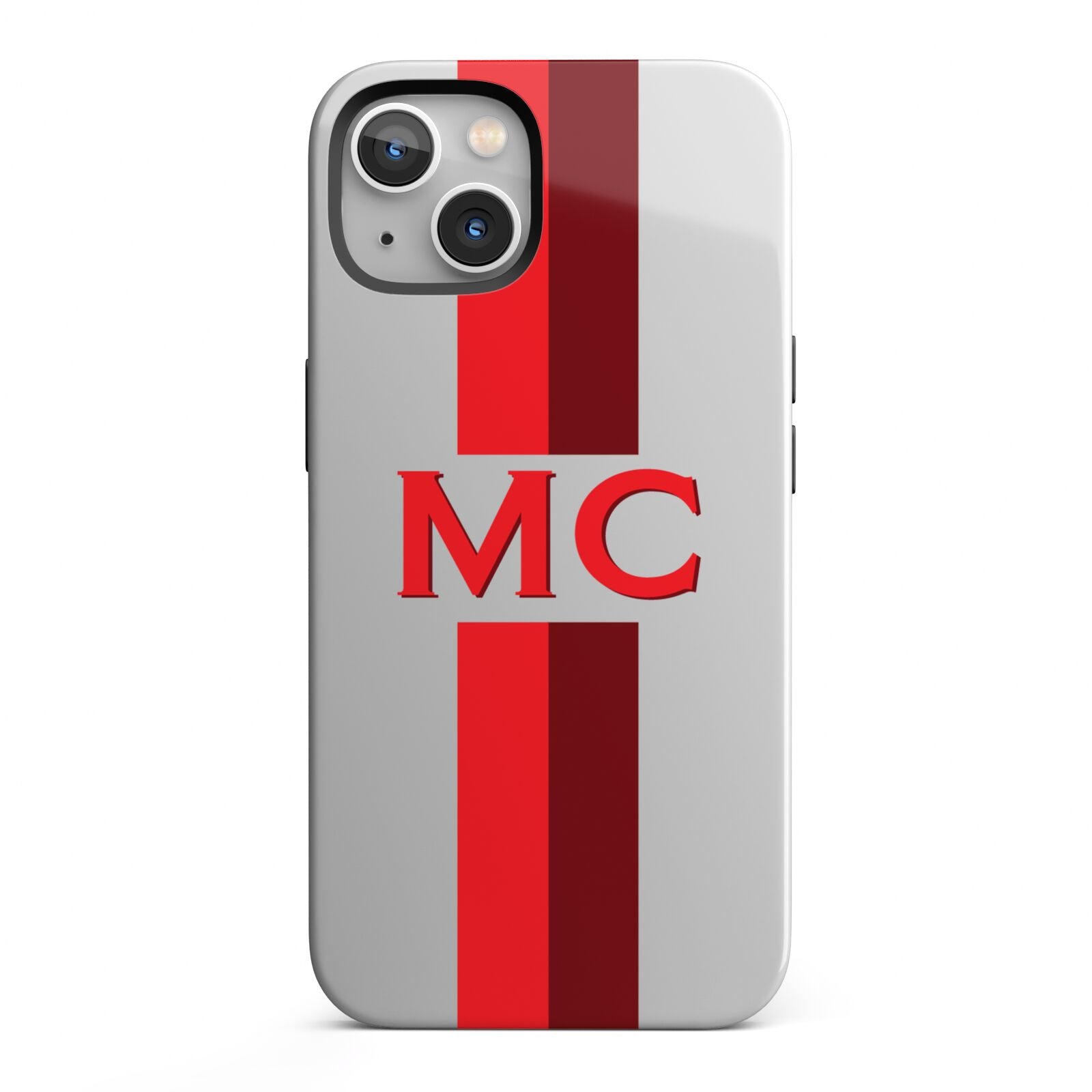 Personalised Transparent Red Bordeaux Stripe iPhone 13 Full Wrap 3D Tough Case