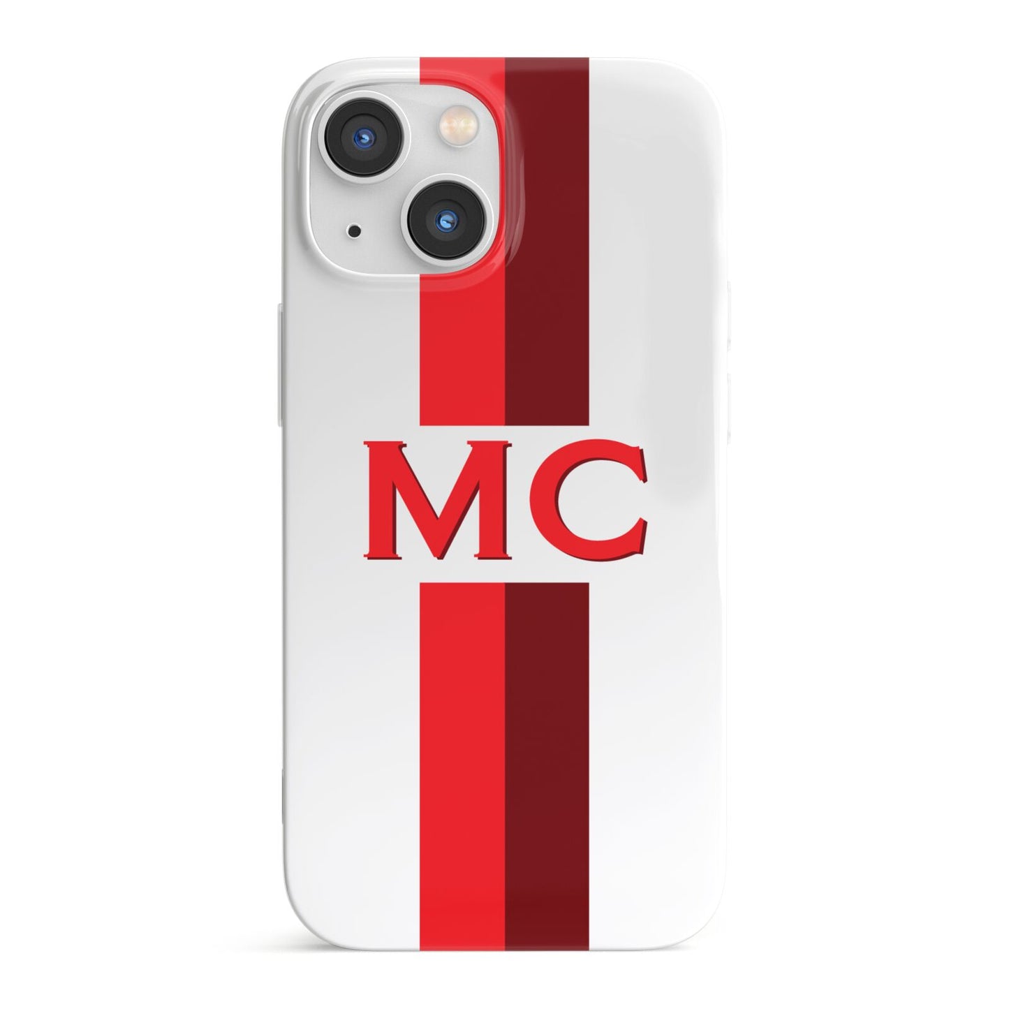 Personalised Transparent Red Bordeaux Stripe iPhone 13 Mini Full Wrap 3D Snap Case