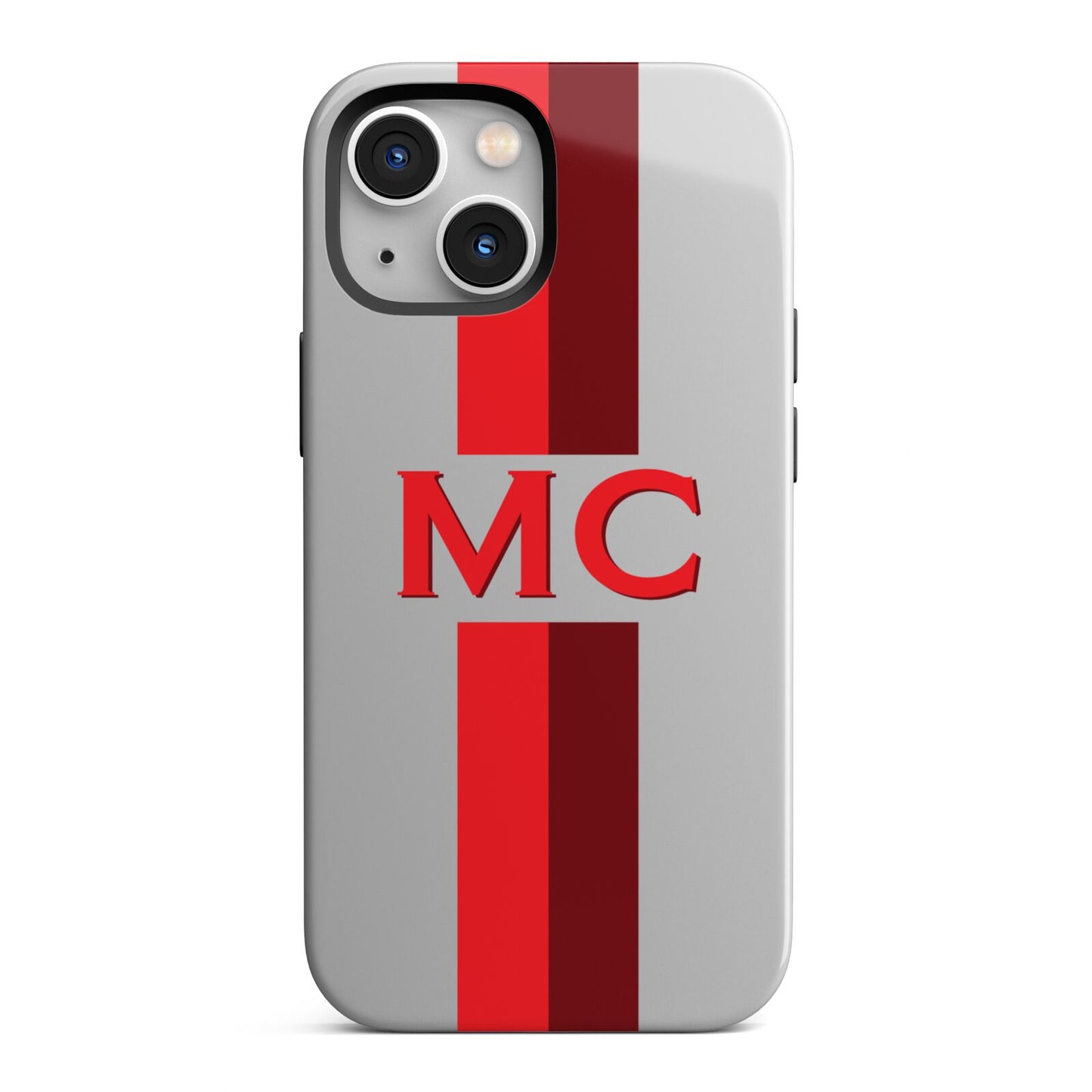 Personalised Transparent Red Bordeaux Stripe iPhone 13 Mini Full Wrap 3D Tough Case