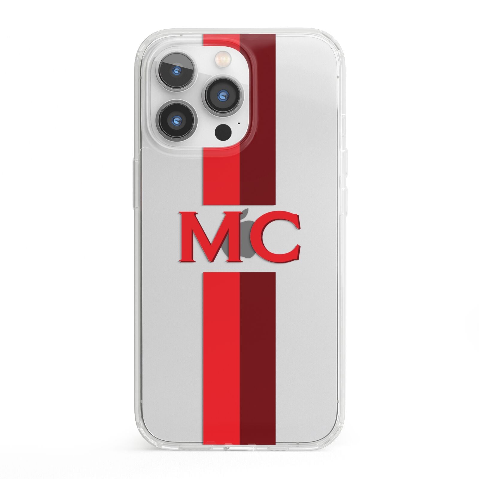 Personalised Transparent Red Bordeaux Stripe iPhone 13 Pro Clear Bumper Case