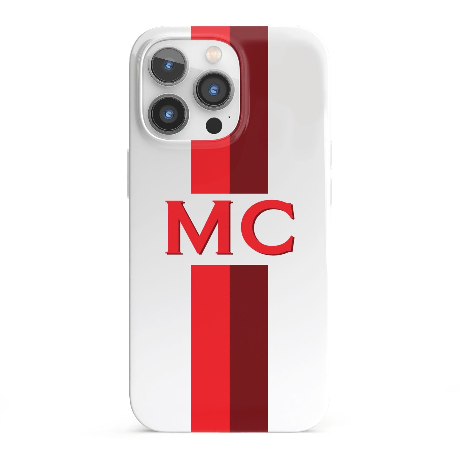 Personalised Transparent Red Bordeaux Stripe iPhone 13 Pro Full Wrap 3D Snap Case