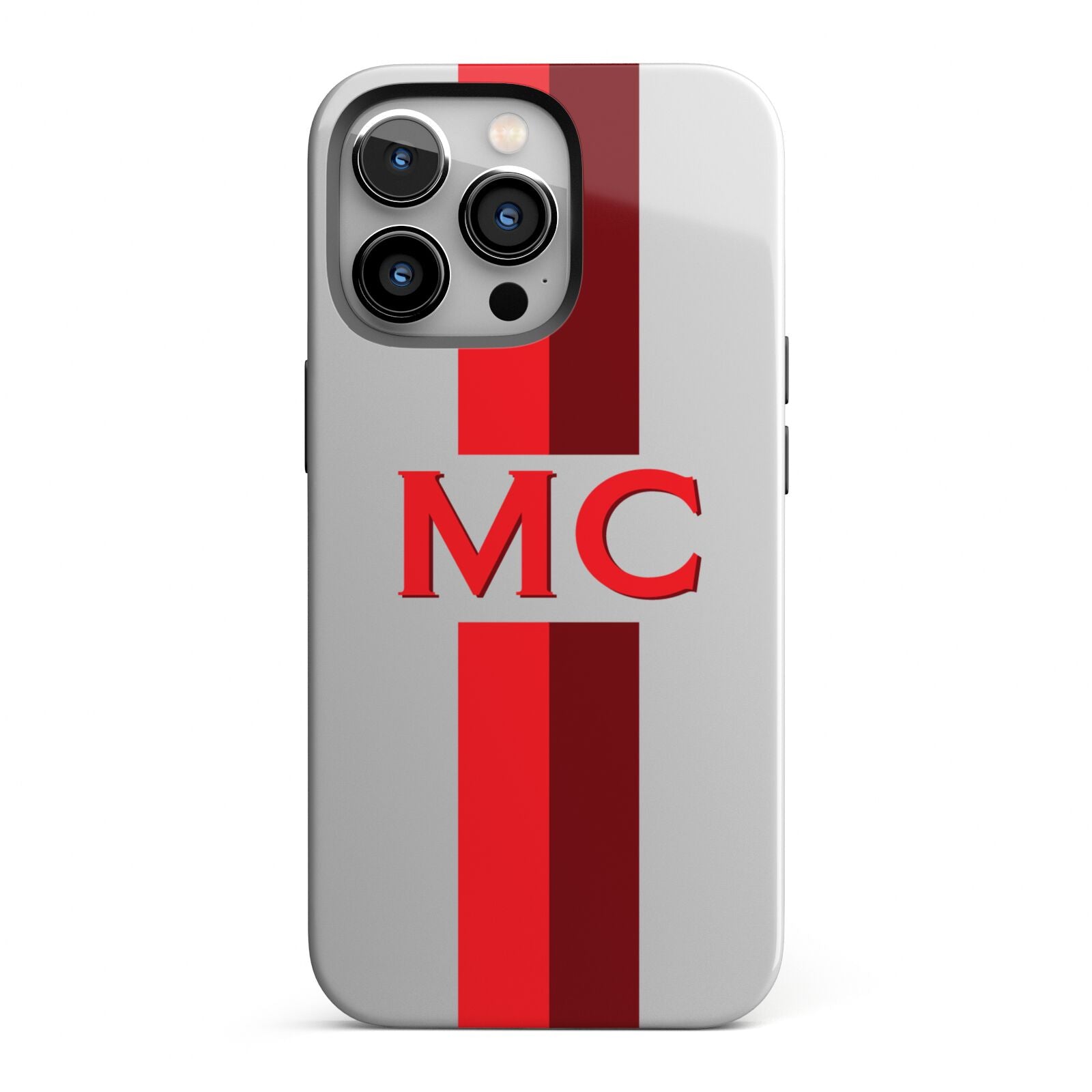 Personalised Transparent Red Bordeaux Stripe iPhone 13 Pro Full Wrap 3D Tough Case