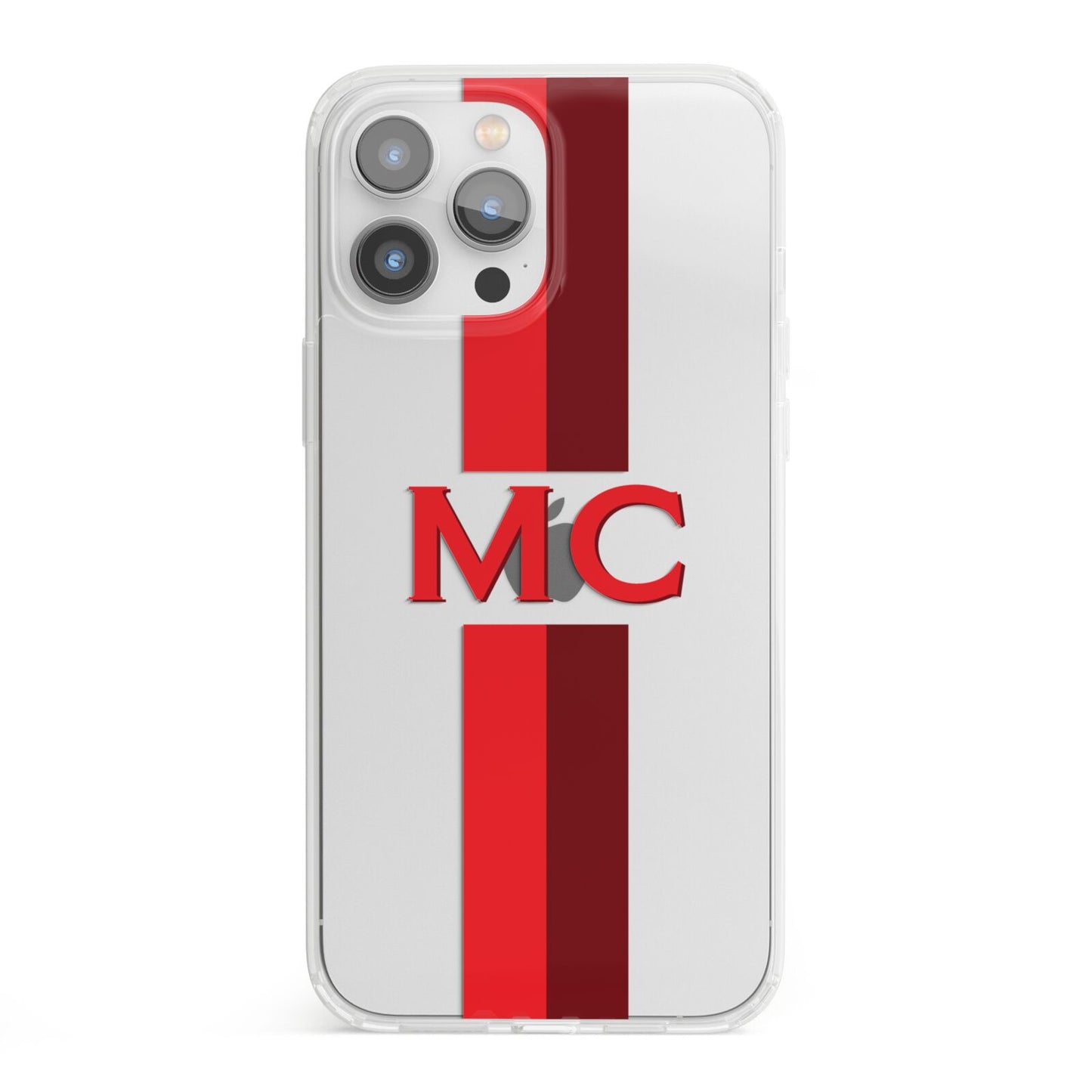 Personalised Transparent Red Bordeaux Stripe iPhone 13 Pro Max Clear Bumper Case