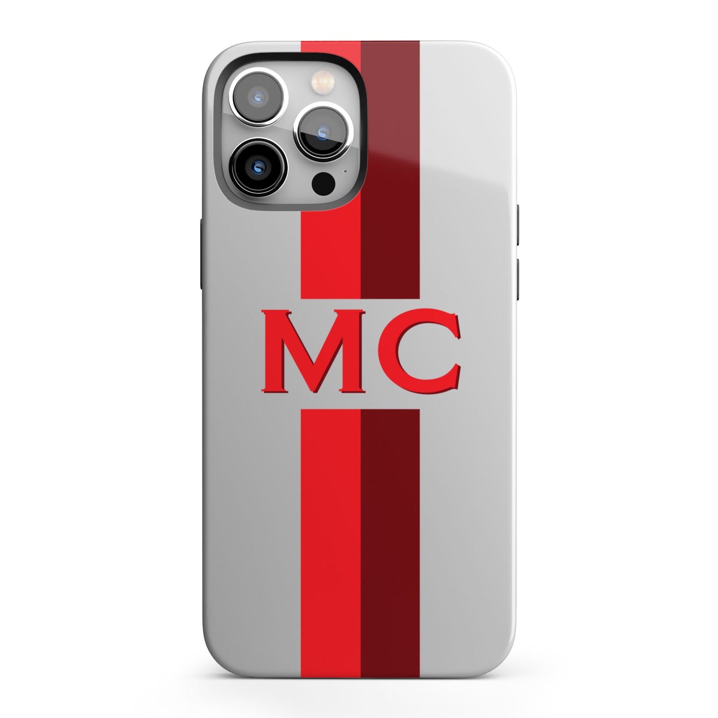 Personalised Transparent Red Bordeaux Stripe iPhone 13 Pro Max Full Wrap 3D Tough Case