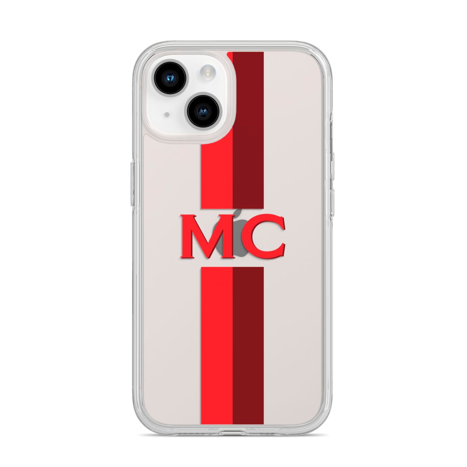 Personalised Transparent Red Bordeaux Stripe iPhone 14 Clear Tough Case Starlight